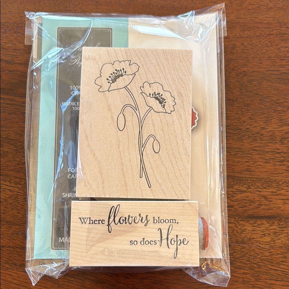 Poppies Stamp - Natural Wood